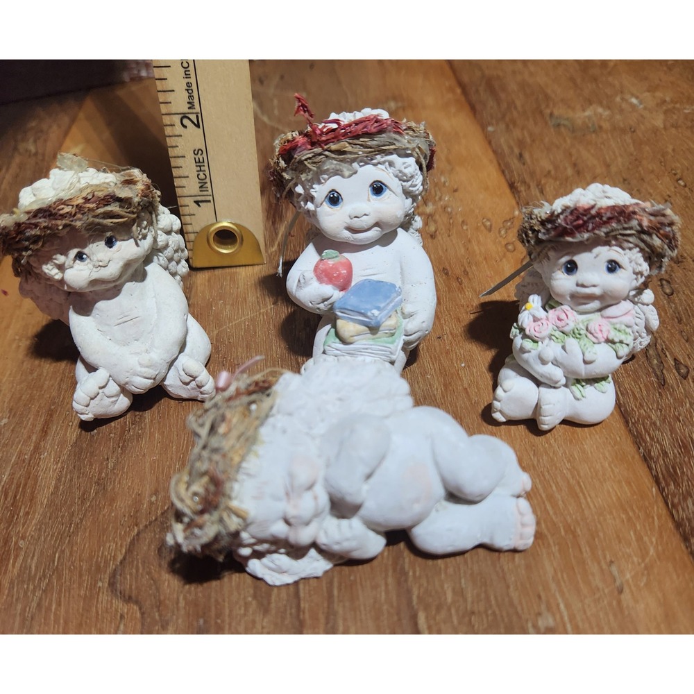 Vintage Cherub Angel Figurines Set of 4 Collectible Home Decor Religious Statues